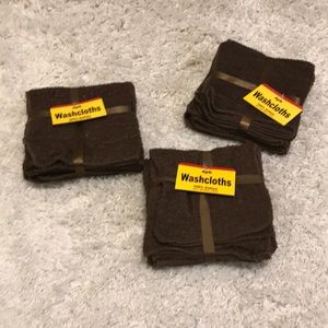 NWT 12 pack Brown Washcloths 100% Cotton 12x12 in